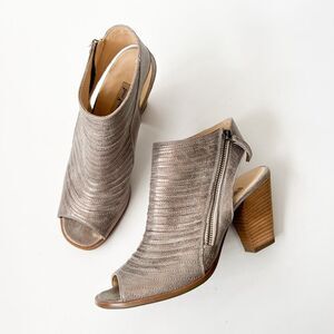 Paul Green Cayanne Peep Toe Bootie Metallic Smoke Grey Sandals Pumps Size 7